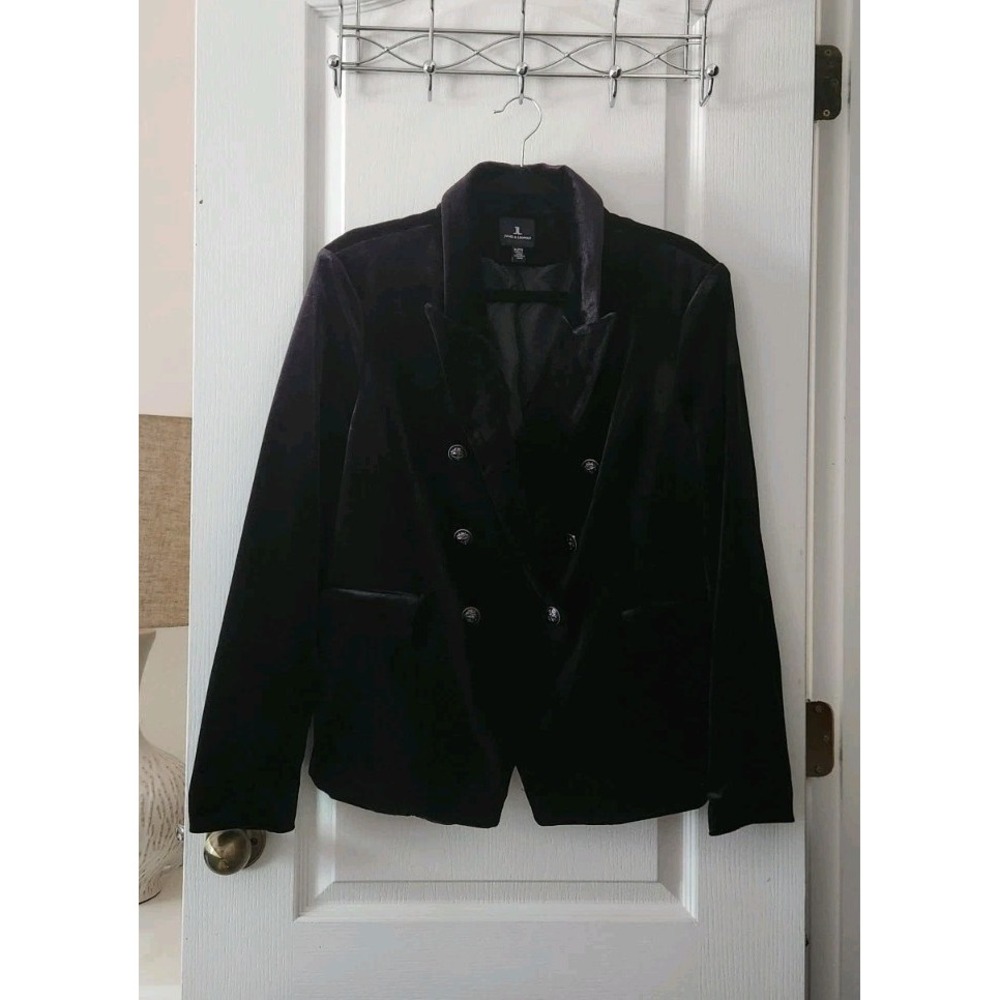 JULES & LEOPOLD Women's Black velvet blazer double-breasted design buttons XL